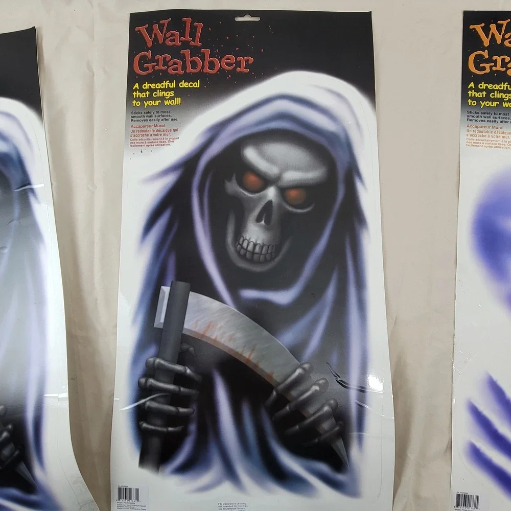 Wall Grabber Halloween Decals Grim Reaper Ghost 4 Pack Purple Black 2010